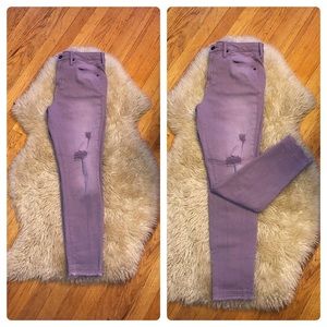 Lavender Purple Distressed Skinny Jean